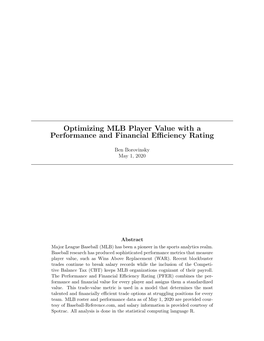 Optimizing MLB Player Value with a Performance and Financial Eﬃciency Rating