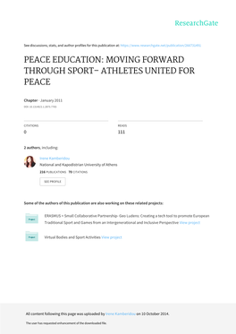 Peace Education: Moving Forward Through Sport– Athletes United for Peace