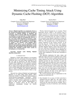 Minimizing Cache Timing Attack Using Dynamic Cache Flushing (DCF) Algorithm