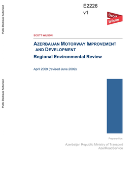 AZERBAIJAN MOTORWAY IMPROVEMENT and DEVELOPMENT Regional Environmental Review