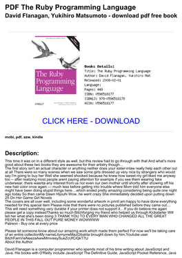 PDF the Ruby Programming Language David Flanagan, Yukihiro Matsumoto - Download Pdf Free Book
