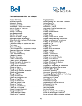 Participating Universities and Colleges
