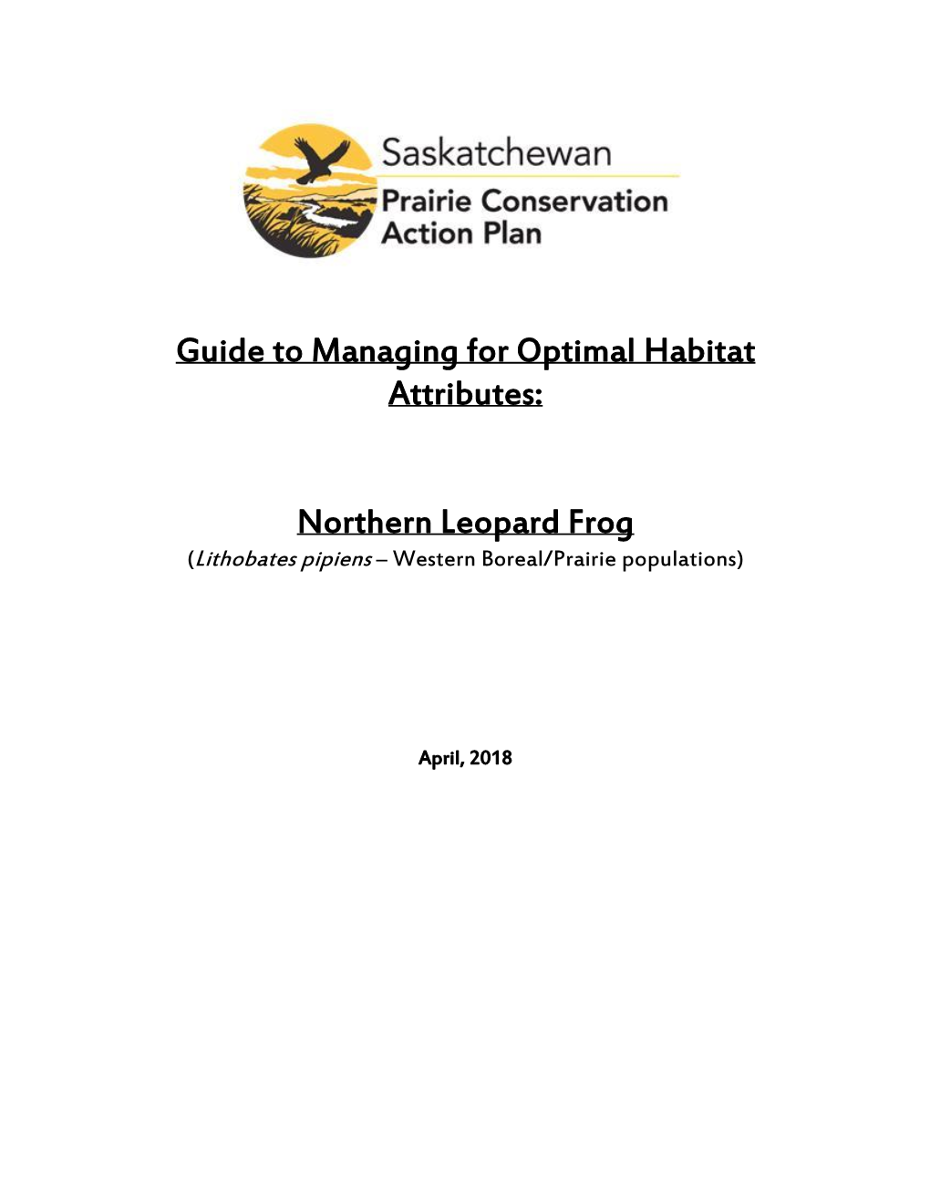 Northern Leopard Frog (Lithobates Pipiens – Western Boreal/Prairie Populations)