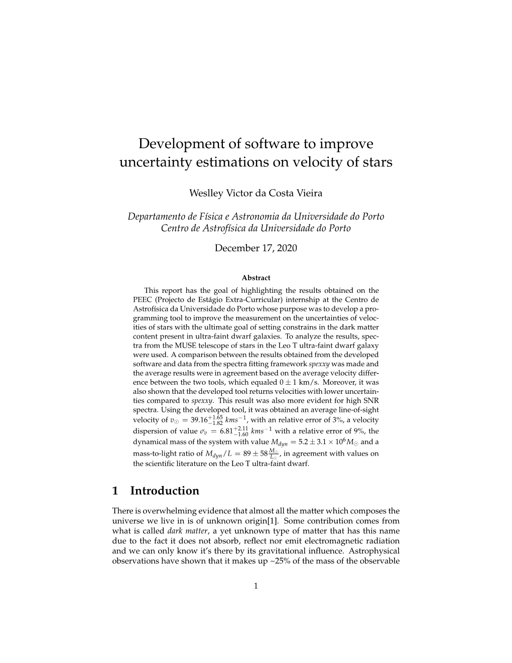 Development of Software to Improve Uncertainty Estimations on Velocity of Stars