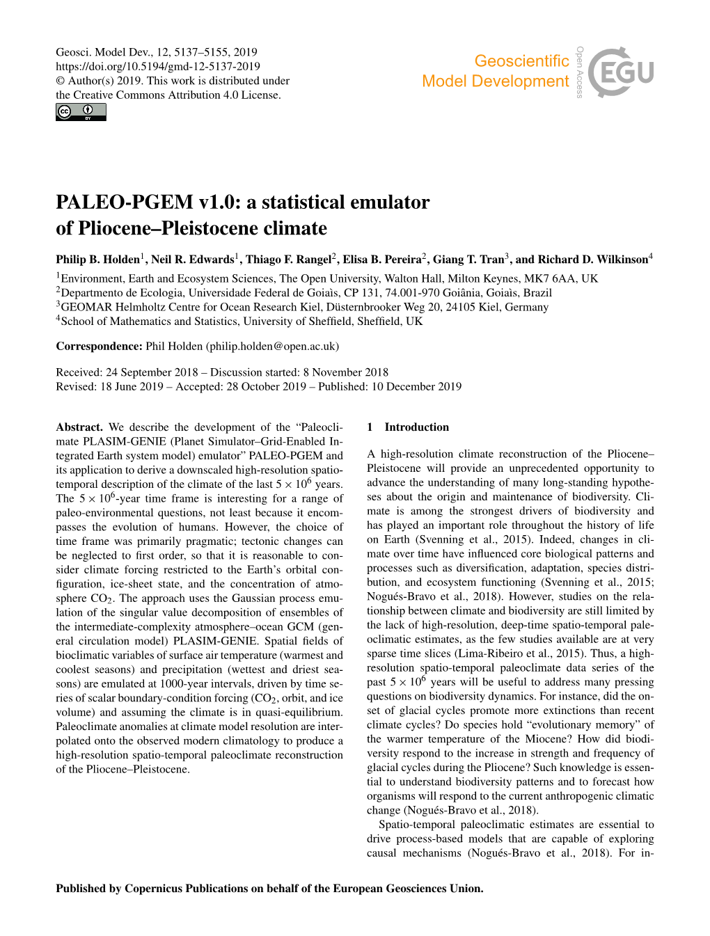 PALEO-PGEM V1.0: a Statistical Emulator of Pliocene–Pleistocene Climate