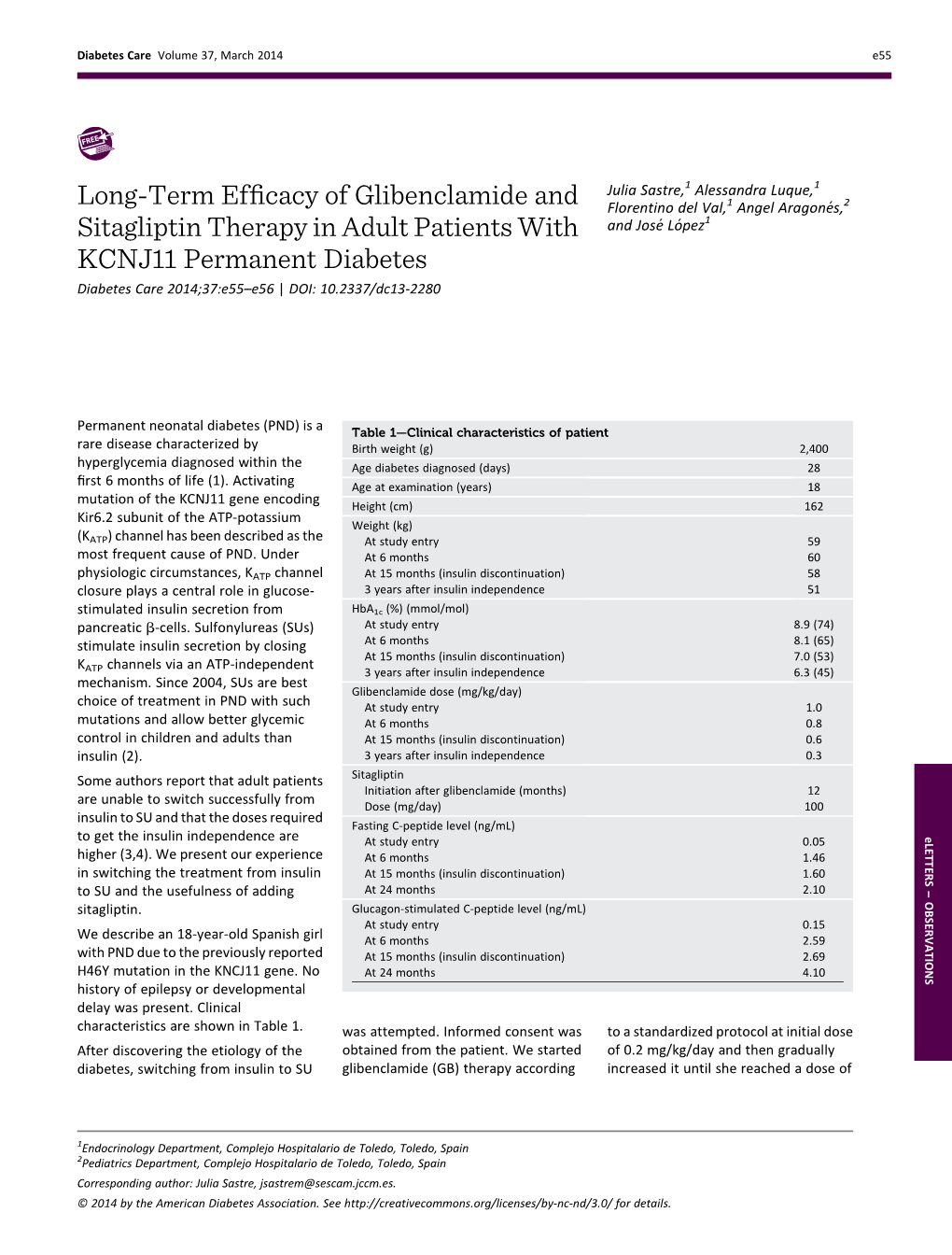 Long-Term Efficacy of Glibenclamide and Sitagliptin Therapy in Adult