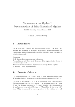 Noncommutative Algebra 2: Representations of Finite-Dimensional Algebras