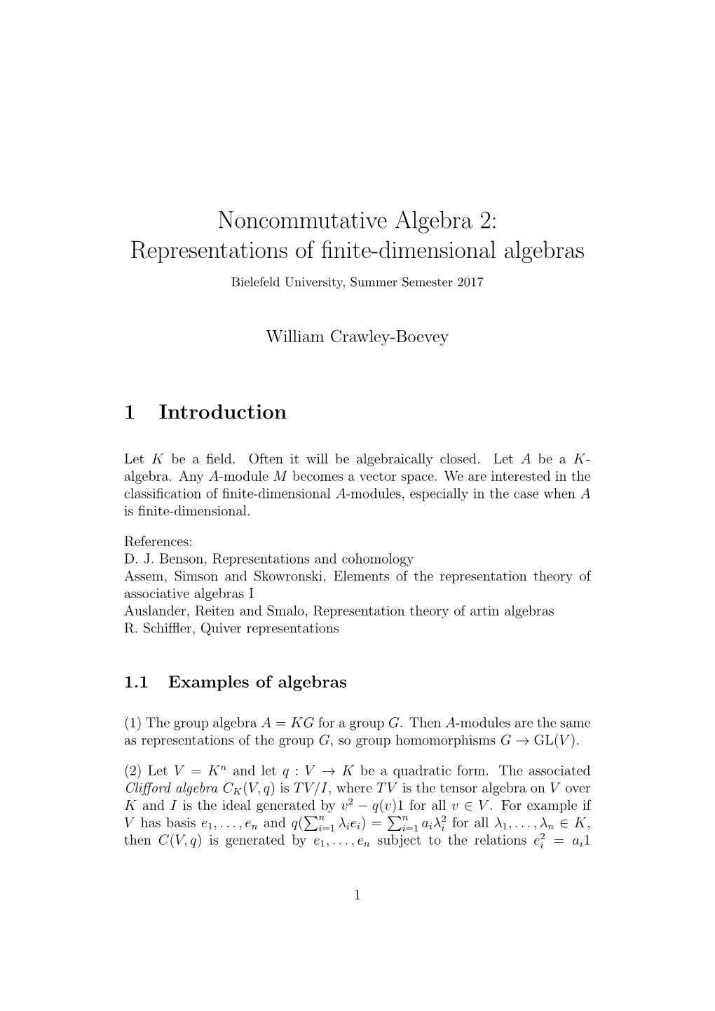 Noncommutative Algebra 2: Representations of Finite-Dimensional Algebras