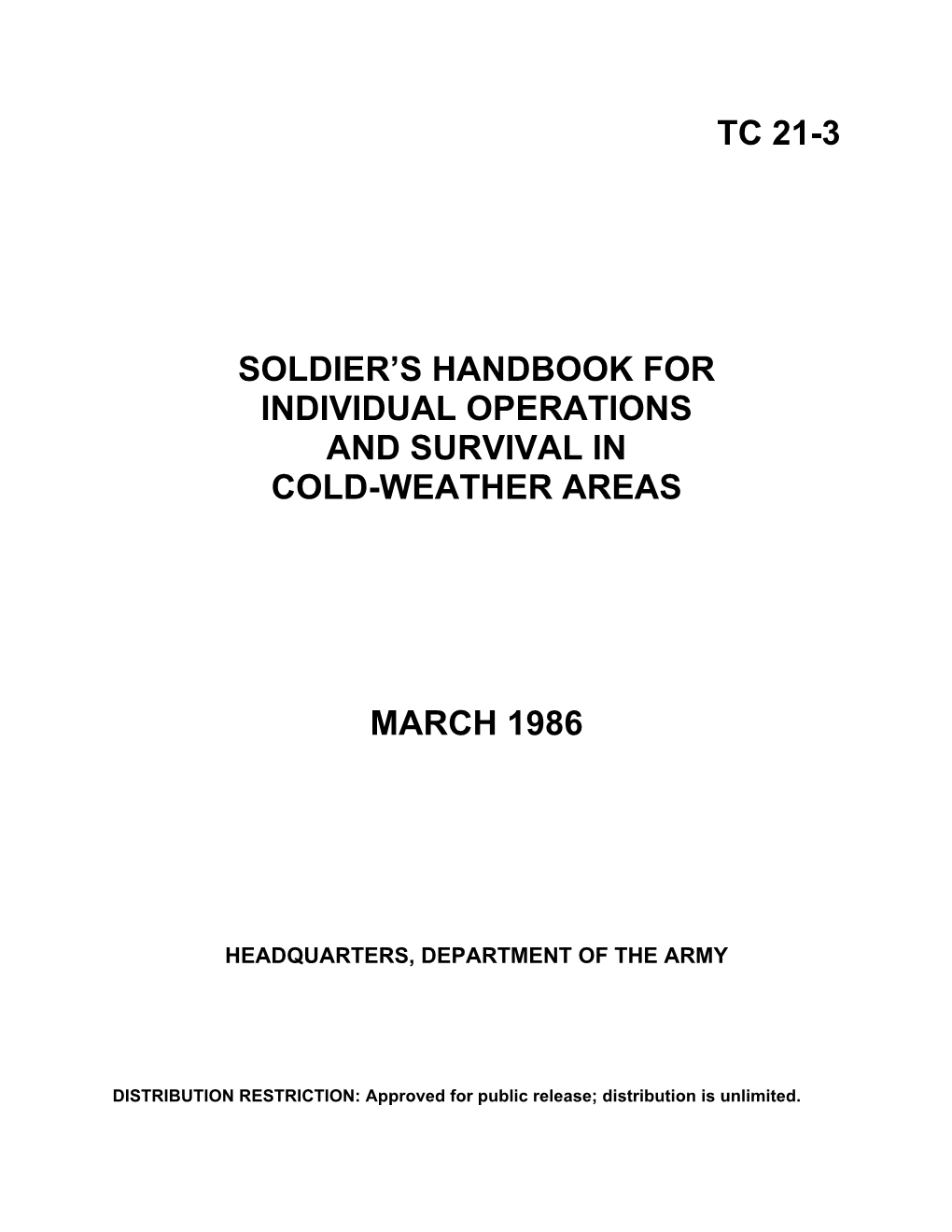 Tc 21-3 Soldier's Handbook for Individual Operations and Survival