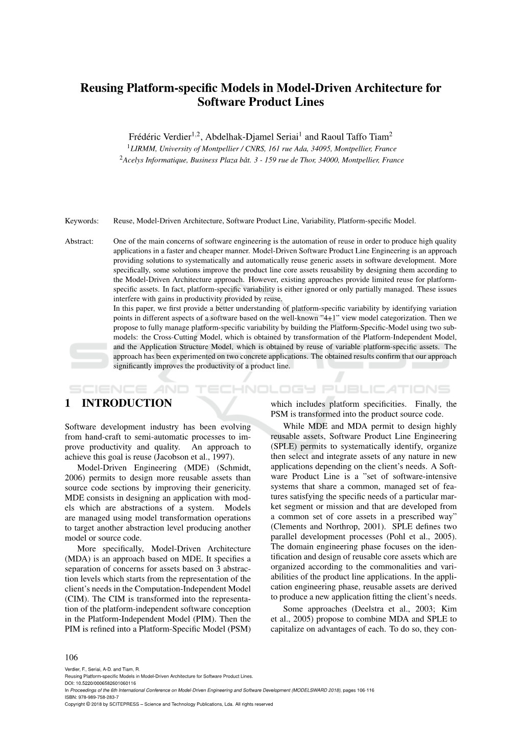 Reusing Platform-Specific Models in Model-Driven Architecture for Software Product Lines