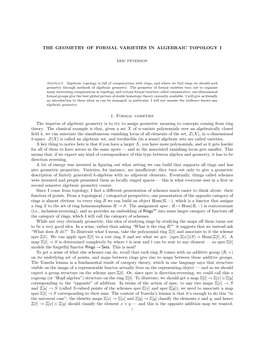 The Geometry of Formal Varieties in Algebraic Topology I