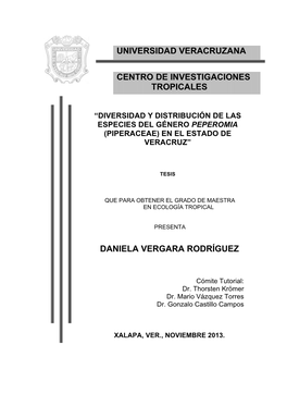 Diversidad Y Distribución De Las Especies Del Género Peperomia (Piperaceae) En El Estado De Veracruz”