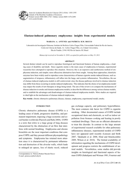 Elastase-Induced Pulmonary Emphysema: Insights from Experimental Models