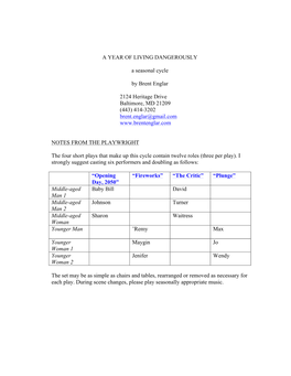 A YEAR of LIVING DANGEROUSLY a Seasonal Cycle by Brent