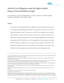 What Do Core Obligations Under the Right to Health Bring to Universal