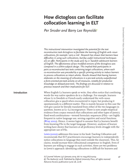 How Dictogloss Can Facilitate Collocation Learning In