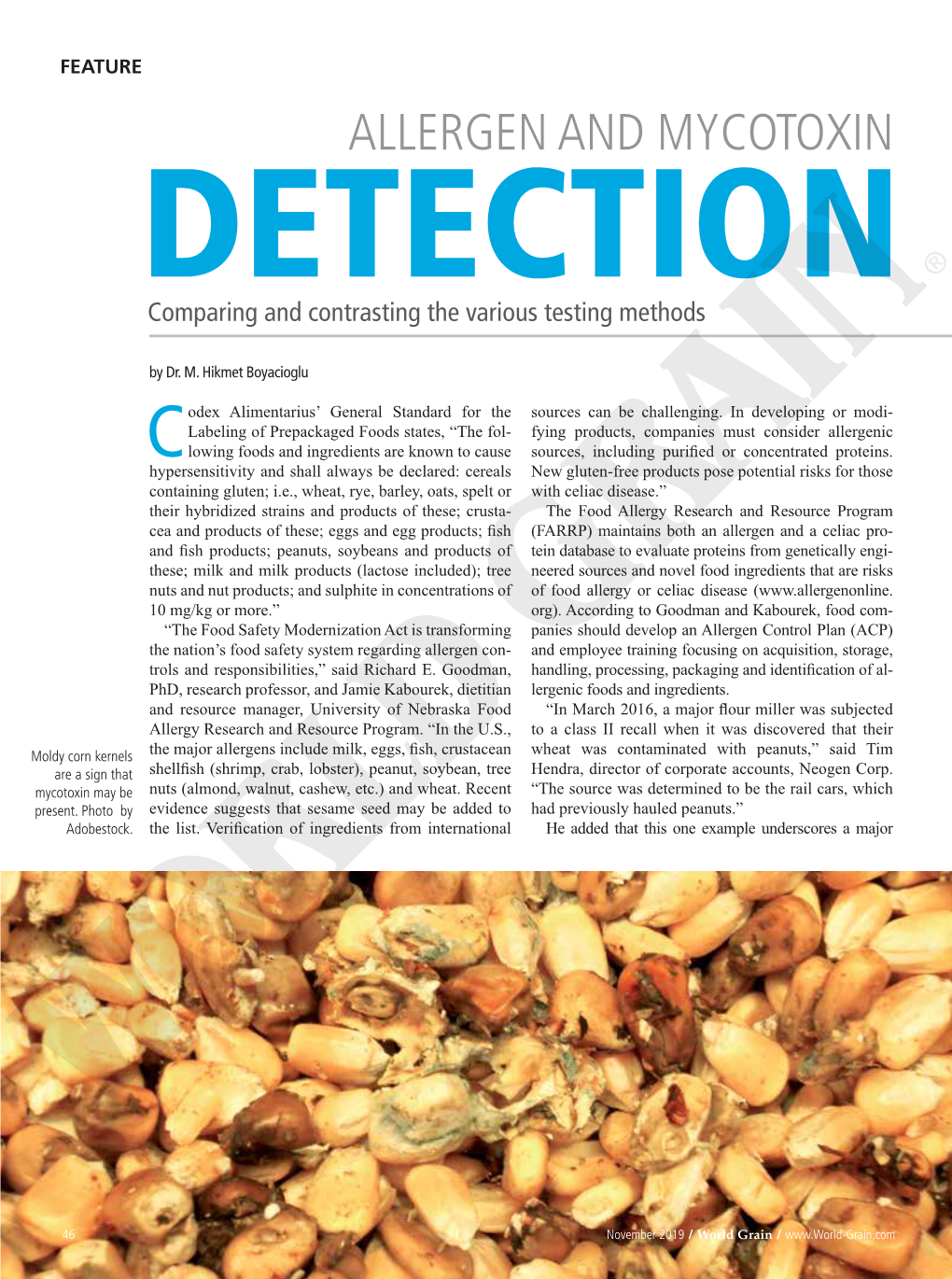 ALLERGEN and MYCOTOXIN DETECTION Comparing and Contrasting the Various Testing Methods