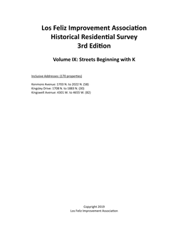 LFIA Survey Volume 9, K Streets