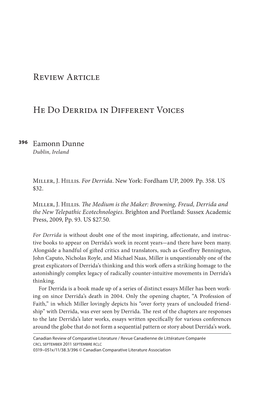 Review Article He Do Derrida in Different Voices