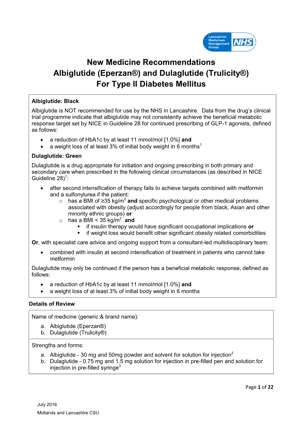 Abiglutide and Dulaglutide New Medicine Review