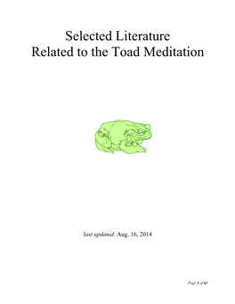 Selected Literature Related to the Toad Meditation