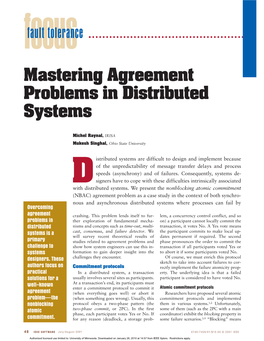 Mastering Agreement Problems in Distributed Systems