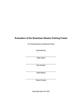 Evaluation of the Downtown Boston Parking Freeze