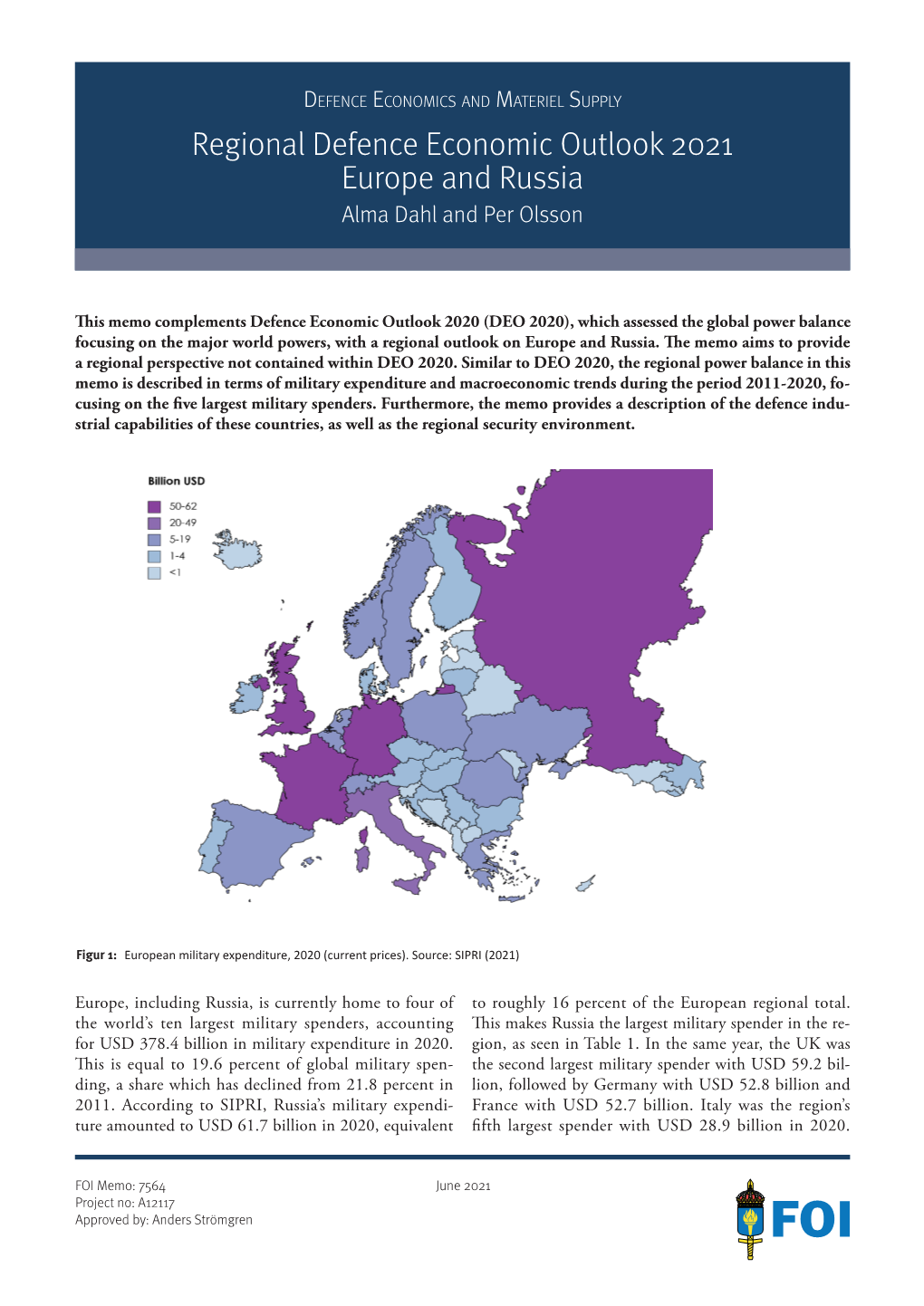Regional Defence Economic Outlook 2021 Europe and Russia Alma Dahl and Per Olsson
