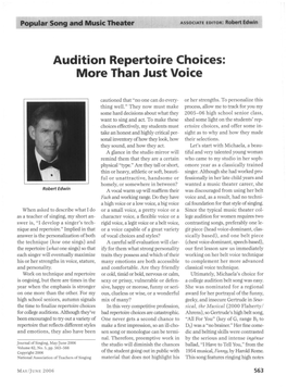 Audition Repertoire Choices: More Than Just Voice