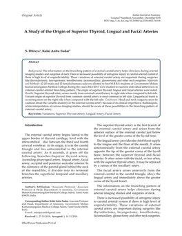 A Study of the Origin of Superior Thyroid, Lingual and Facial Arteries