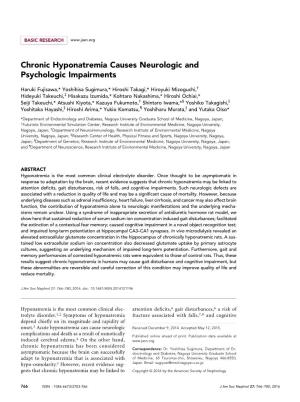 Chronic Hyponatremia Causes Neurologic and Psychologic Impairments