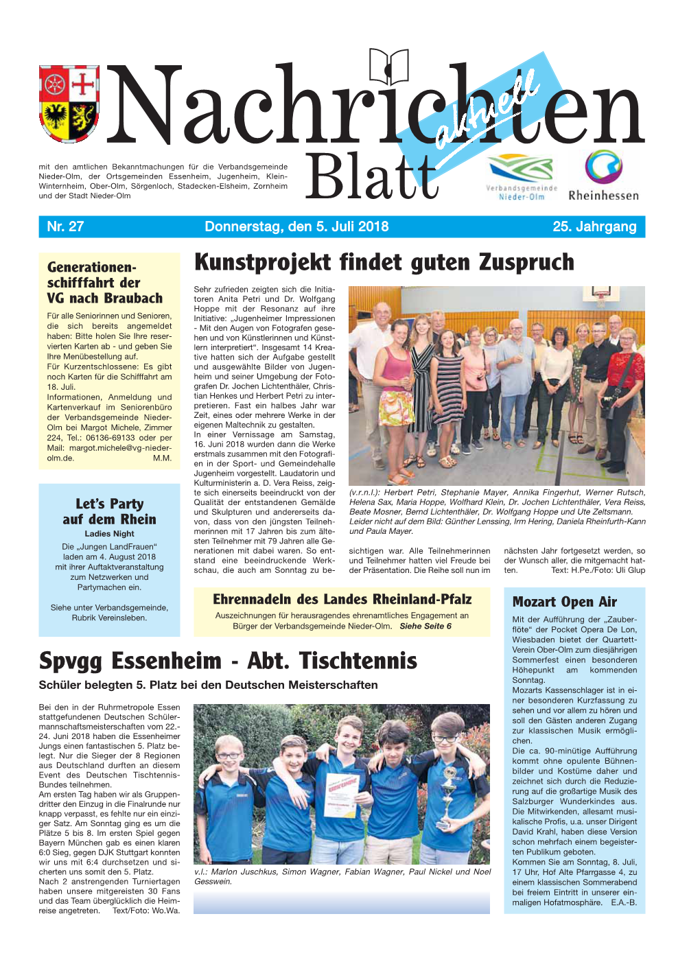 Nachrichtenblatt Nr. 27 Vom 05. Juli 2018