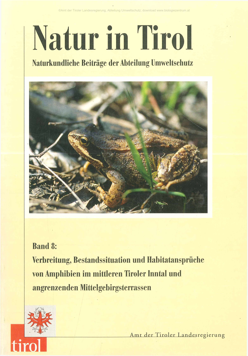 Natur in Tirol Naturkundliche Beiträge Der Abteilung Umweltschutz