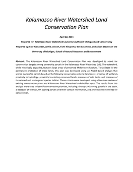 Kalamazoo River Watershed Land Conservation Plan