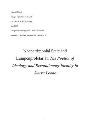 Neopatrimonial State and Lumpenproletariat: the Poetics of Ideology and Revolutionary Identity in Sierra Leone