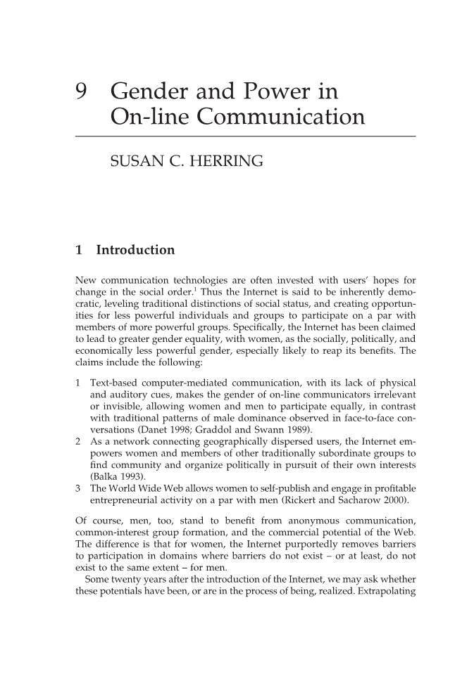 9 Gender and Power in On-Line Communication