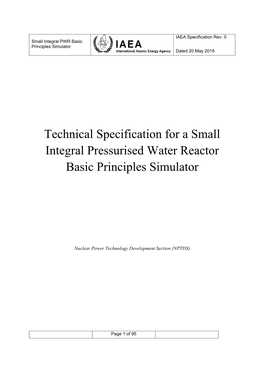 Technical Specification for a Small Integral Pressurised Water Reactor Basic Principles Simulator