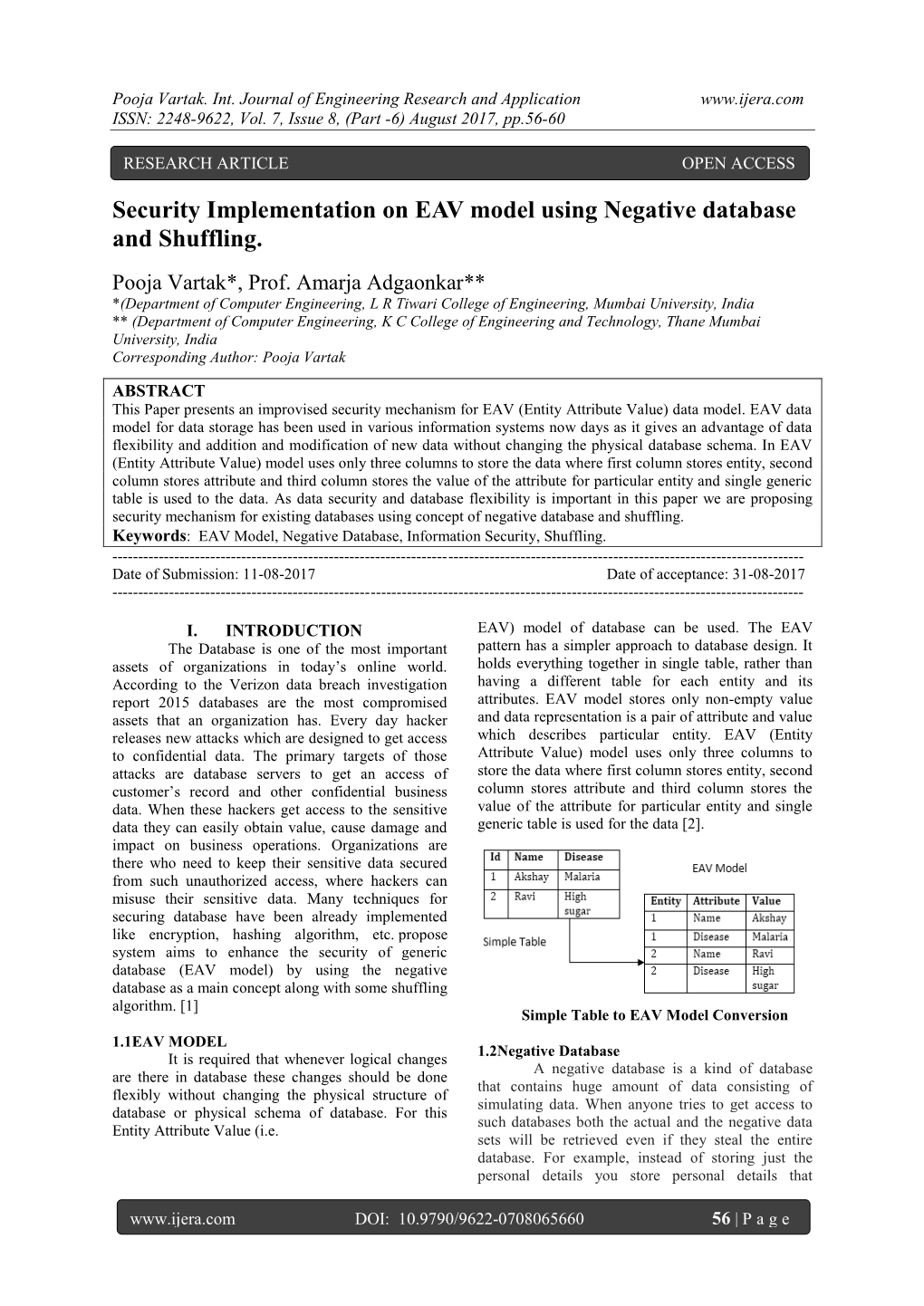 Security Implementation on EAV Model Using Negative Database and Shuffling
