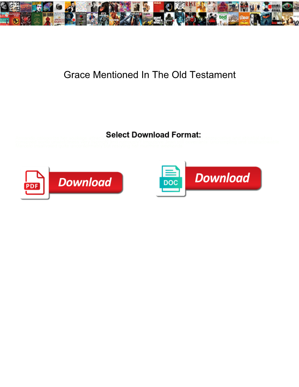 Grace Mentioned in the Old Testament