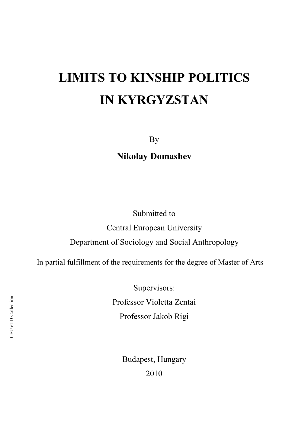 Limits to Kinship Politics in Kyrgyzstan