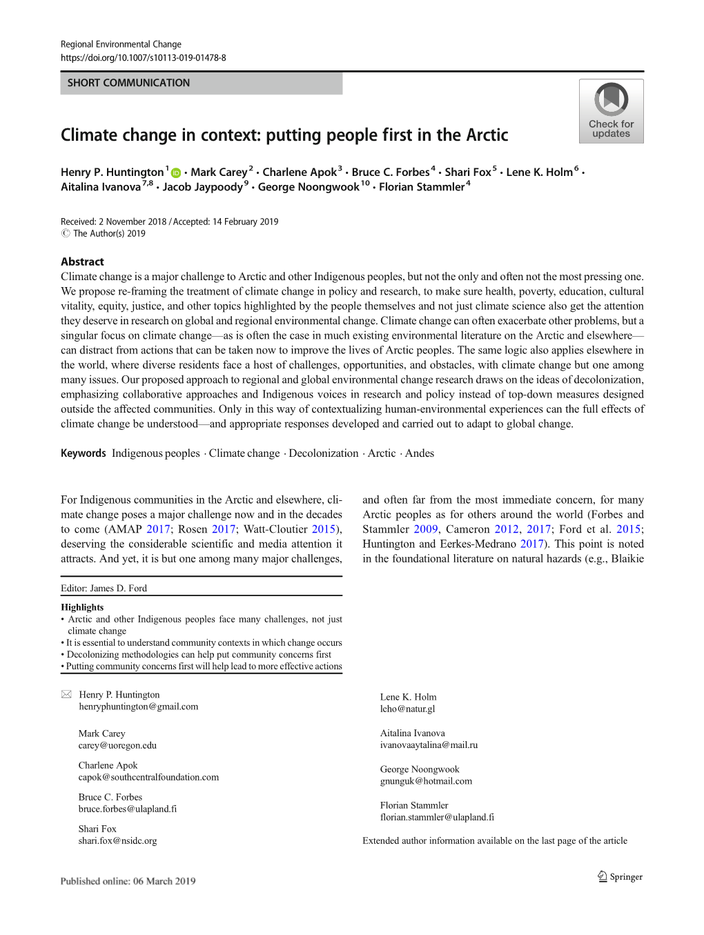 Climate Change in Context: Putting People First in the Arctic