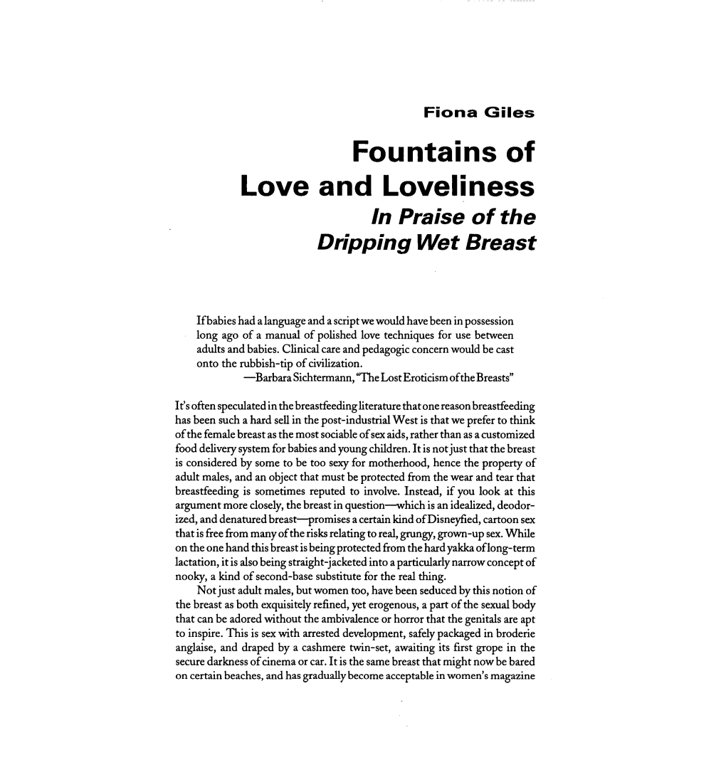 Fountains of Love and Loveliness in Praise of the Dripping Wet Breast
