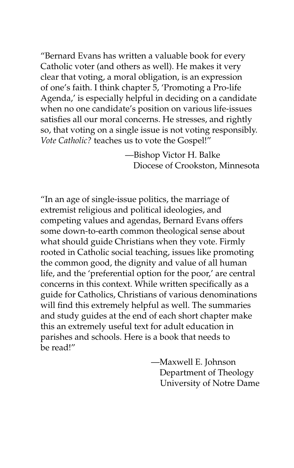 Bernard Evans Has Written a Valuable Book for Every Catholic Voter (And Others As Well)