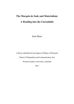 The Marquis De Sade and Materialism