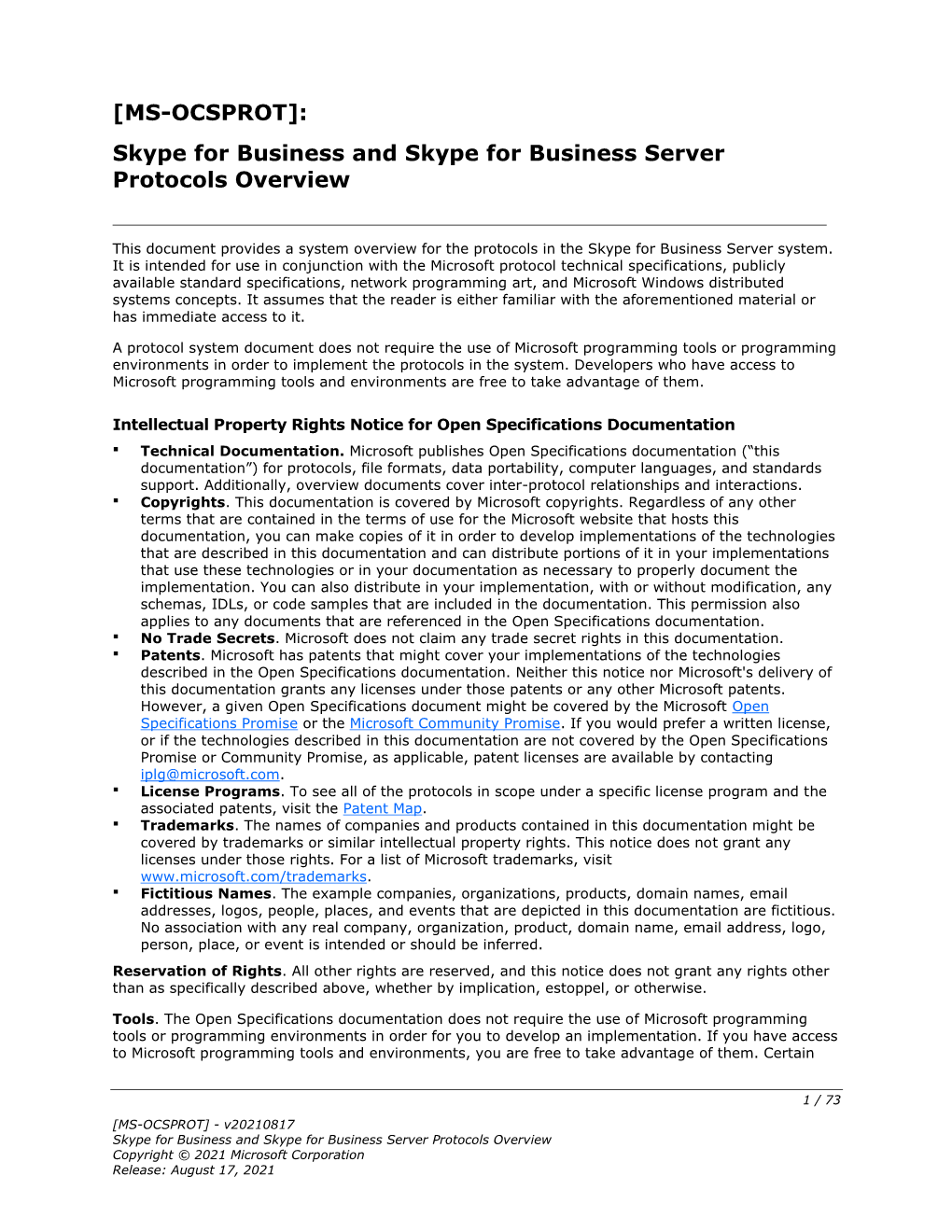 [MS-OCSPROT]: Skype for Business and Skype for Business Server Protocols Overview