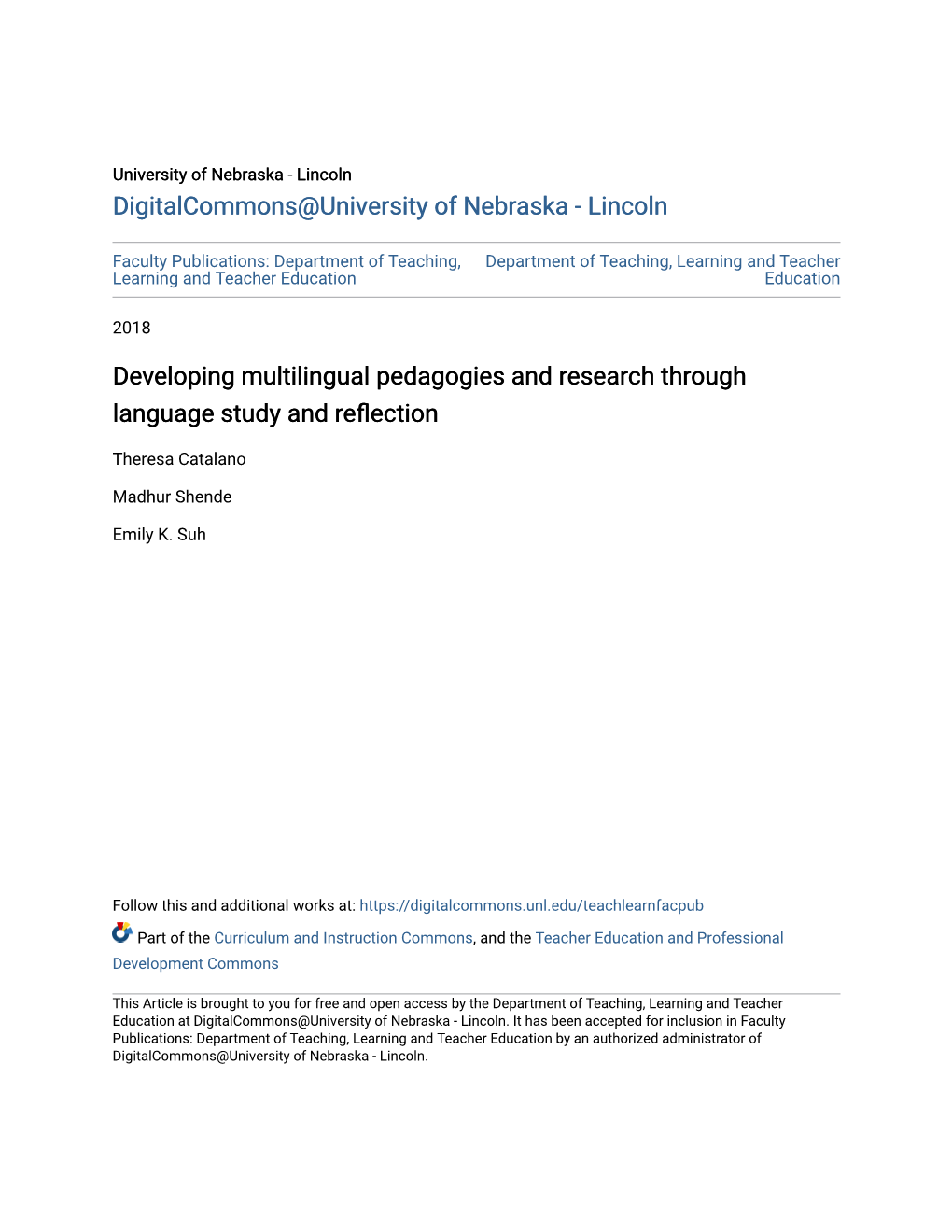 Developing Multilingual Pedagogies and Research Through Language Study and Reflection
