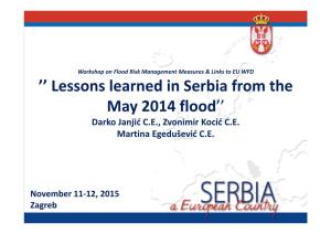 '' Lessons Learned in Serbia from the May 2014 Flood''