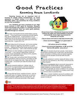 Good Practices for Rooming House Landlords