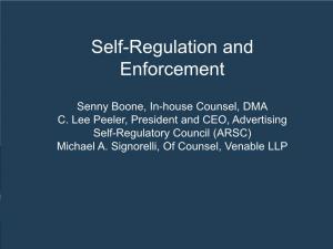 Self-Regulation and Enforcement FTC Update: Senny Boone,Enforcement In-House Counsel, Priorities DMA & Key Cases C