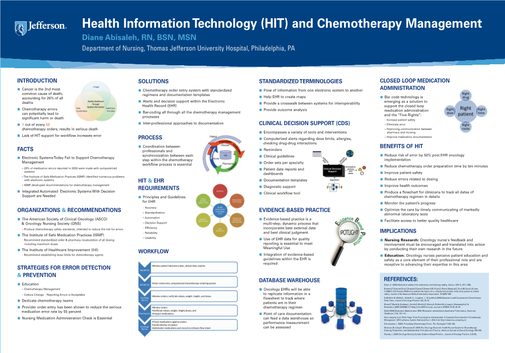 Health Information Technology (HIT) and Chemotherapy Management